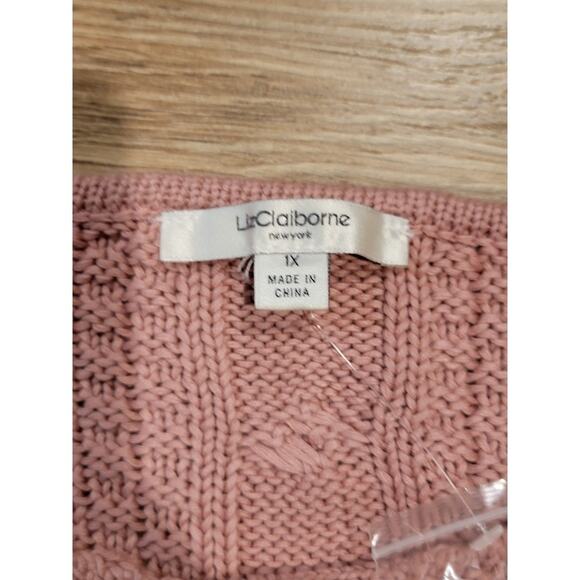 NEW Liz Claiborne NY Mauve Cardigan Women's Long Sleeve Knit Sweater Plus Size - Picture 7 of 11
